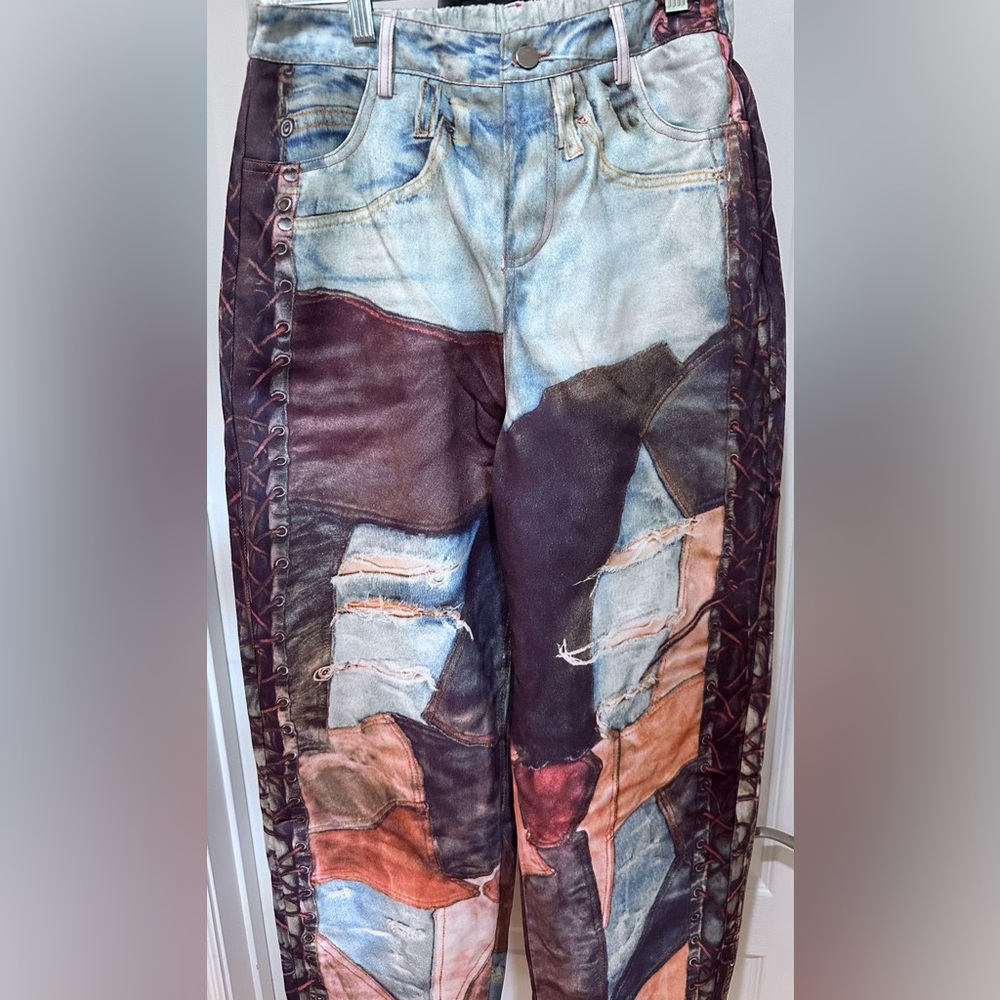 NWT MICAS patchwork look multicolor pants size M … - image 3